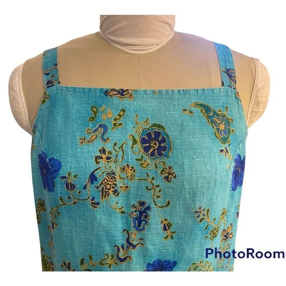 Studio Ease 100% Linen Maxi Dress Wide Straps Square Neckline Sz. 12 - Picture 13 of 16